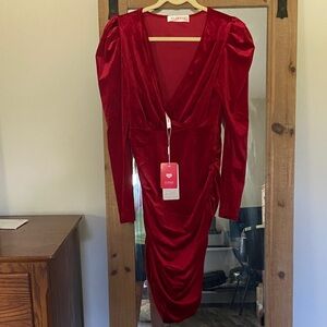 Glamorous Deep Red Long Sleeve Dress